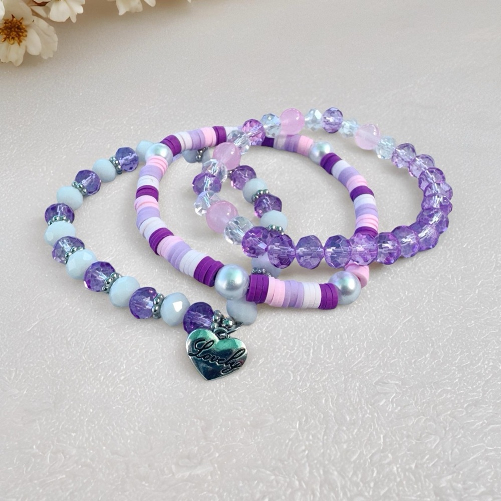 Purple princess Beaded Bracelet Set